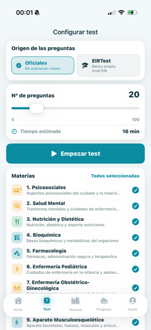 Configurar test en modo claro